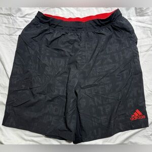 Adidas Men's Athletic Shorts in Black with Red Accents